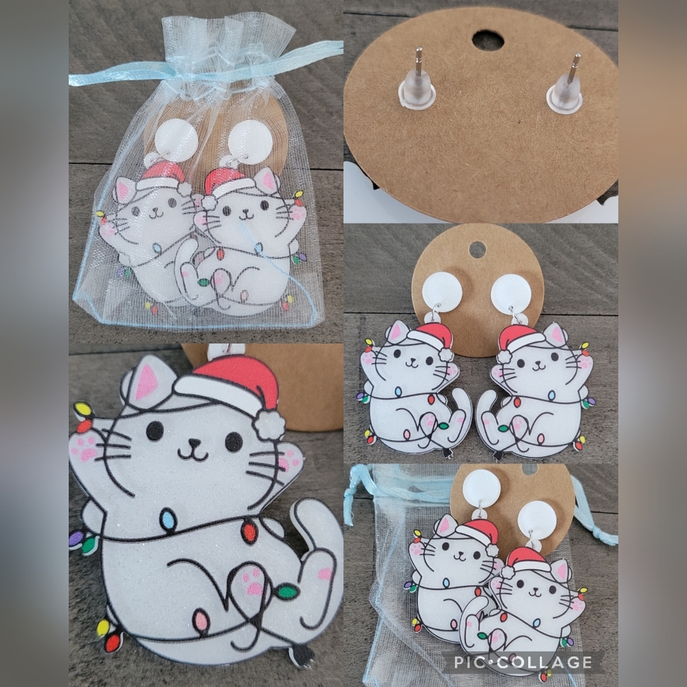 Christmas Kitty Earrings
